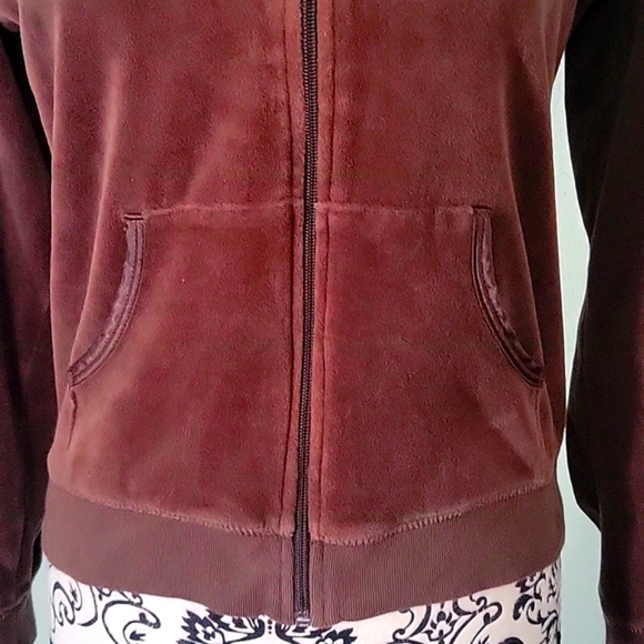 Izod Brown Velvet Velour Hoodie - Picture 3 of 7